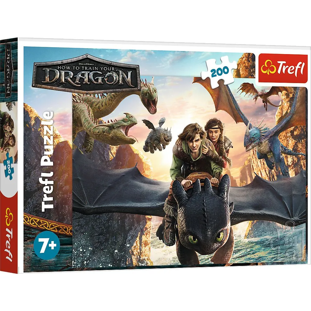 PUZZLE TREFL 200 CUM SA ITI DRESEZI DRAGONUL TOOTHLESS SI PRIETENII