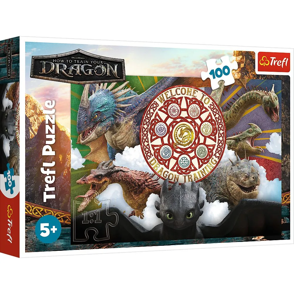 PUZZLE TREFL 100 CUM SA ITI DRESEZI DRAGONUL DRAGONI IN ACTIUNE