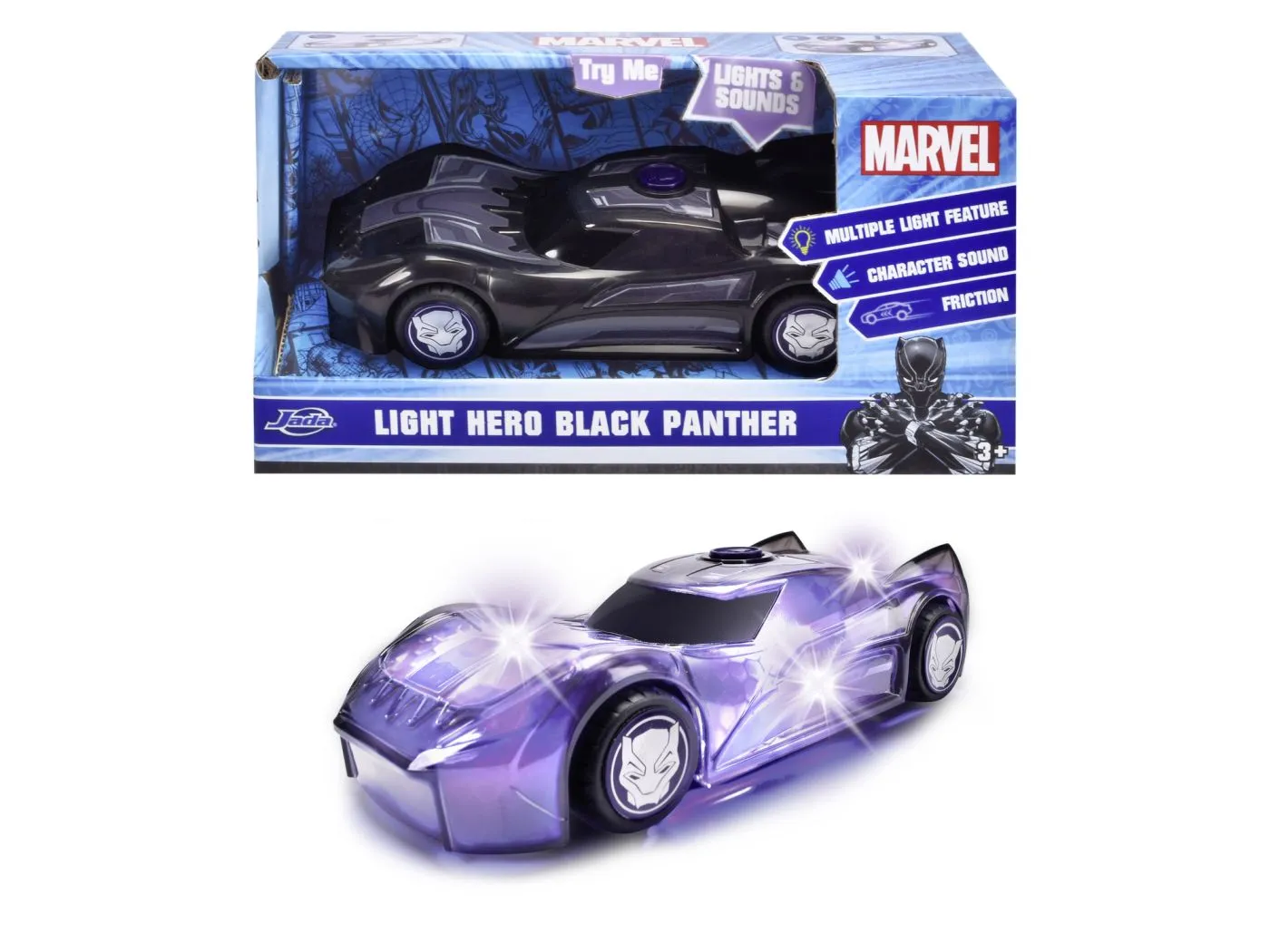 JADA MARVEL MASINUTA LIGHT BLACK PANTHER CU SUNETE SI LUMINI SCARA 1:32