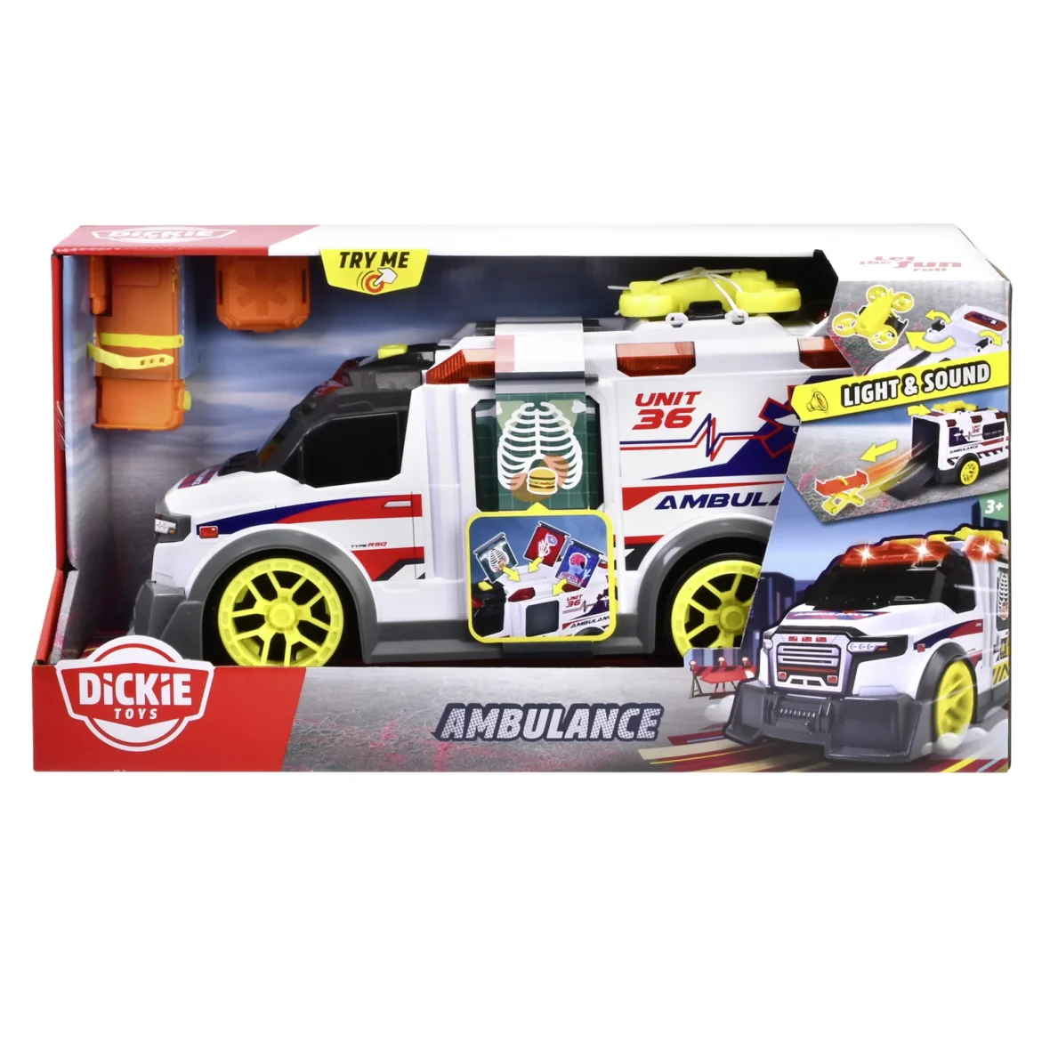 DICKIE TOYS AMBULANTA CU LUMINI SI SUNETE 35.5CM