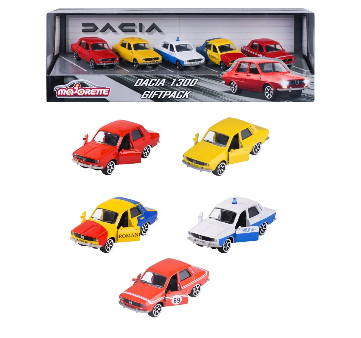 MAJORETTE DACIA 1300 SET 5 MASINUTE METALICE SCARA 1:64