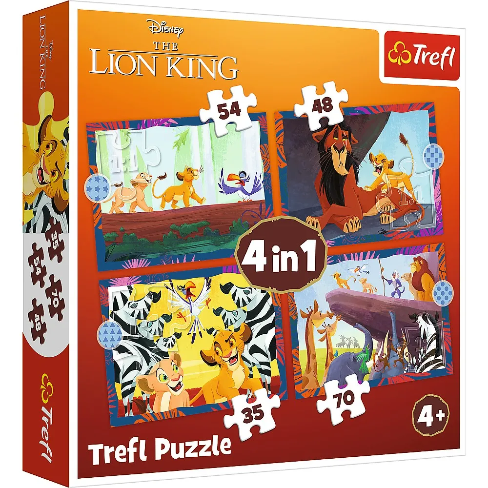PUZZLE TREFL 4IN1 DISNEY REGELE LEU