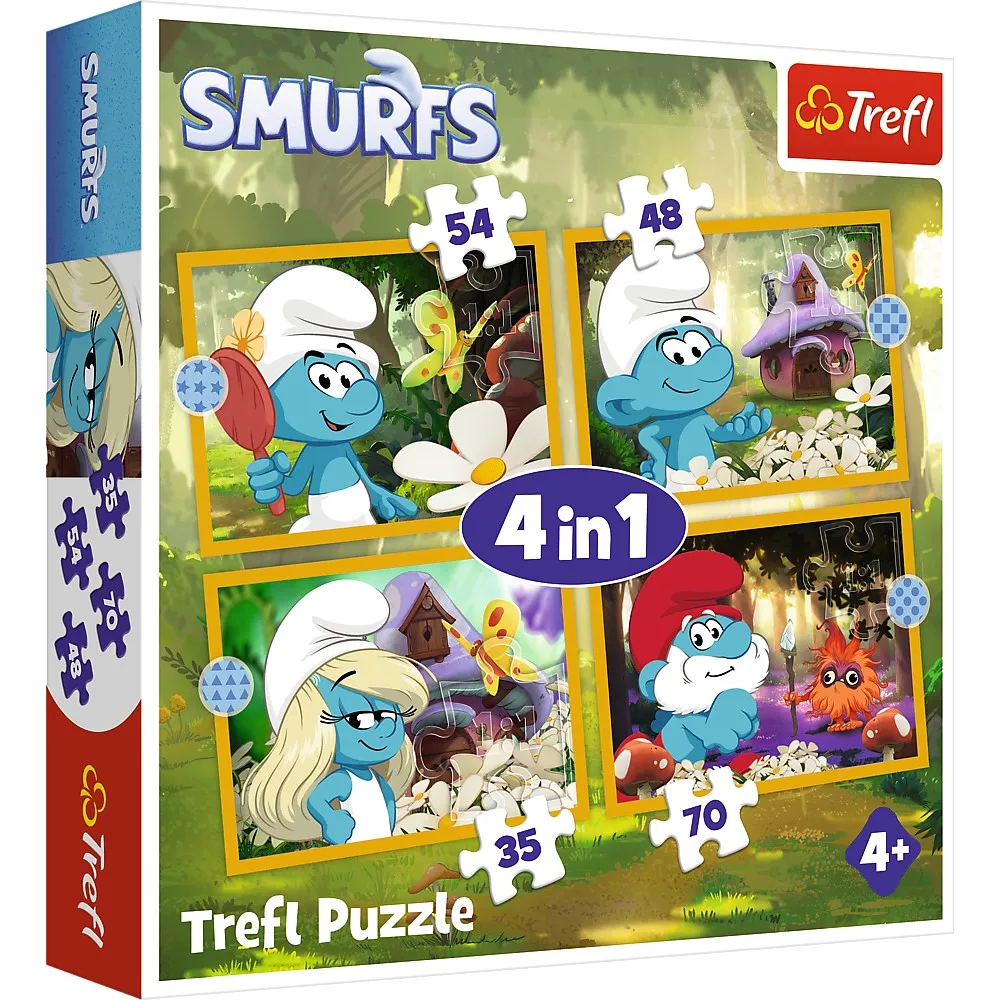 PUZZLE TREFL 4IN1 STRUMFII VIATA IN SATUL STRUMFILOR