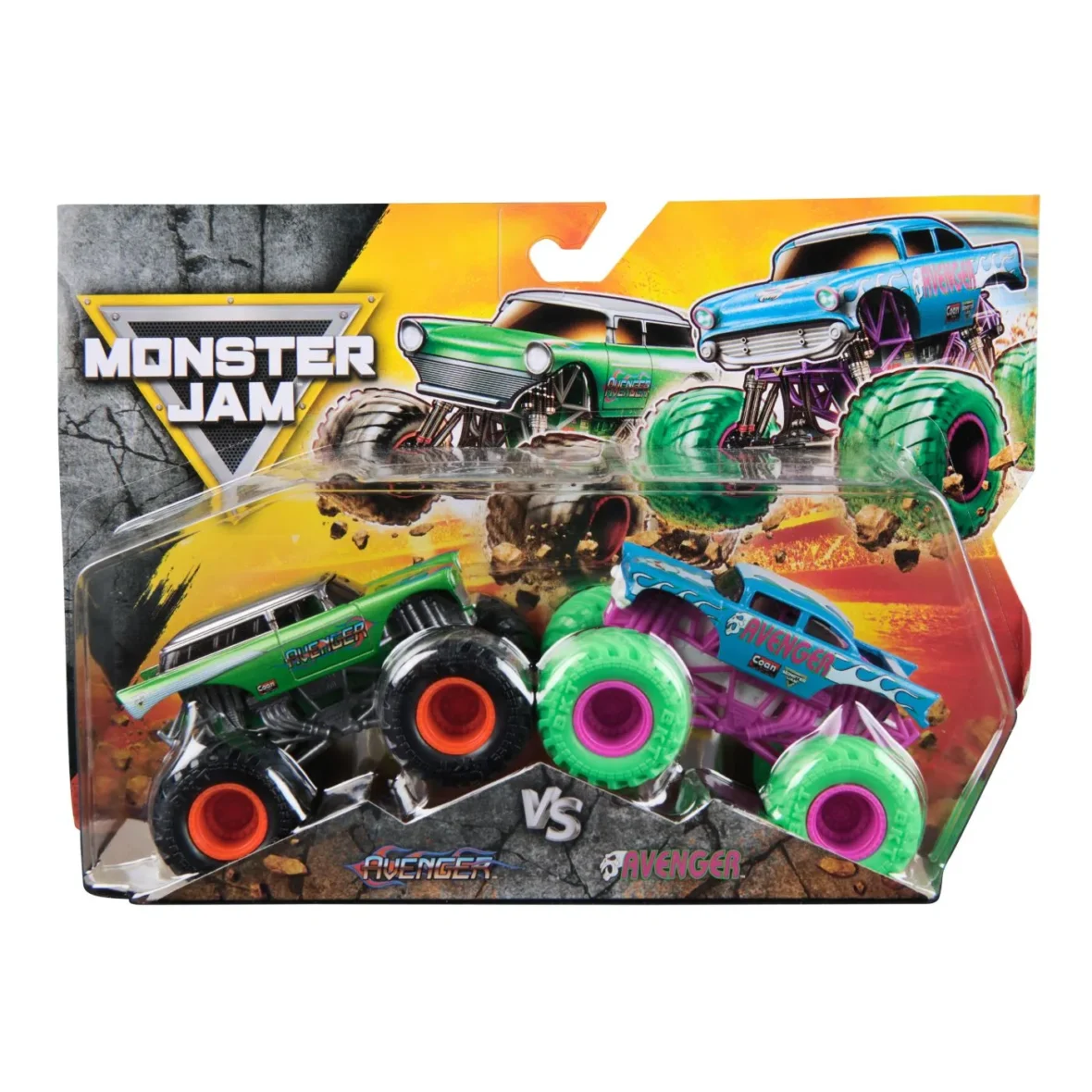 MONSTER JAM SET 2 MASINUTE METALICE AVENGER SCARA 1 LA 64