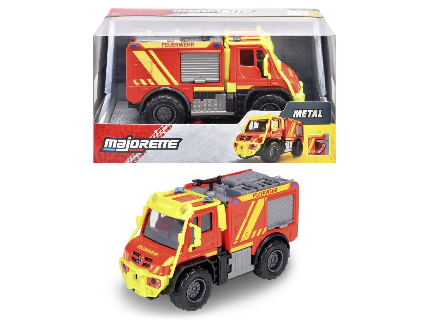 MAJORETTE MASINA METALICA DE POMPIERI MERCEDES UNIMOG U530 SCARA 1 LA 43