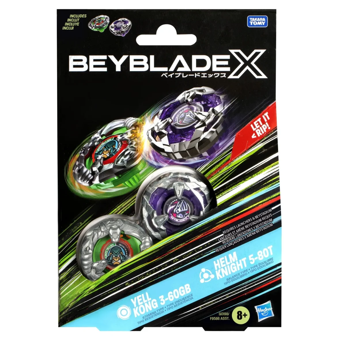 BEYBLADE X PACHET DUO YELL KONG 3-60GB SI HELM KNIGHT 5-80T
