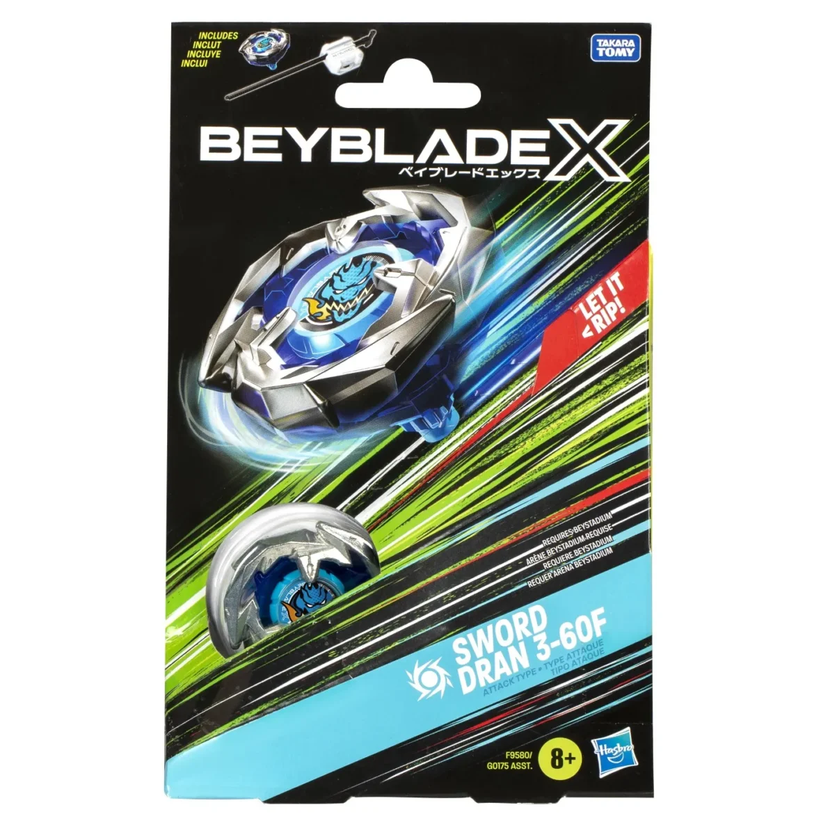 BEYBLADE X LET IT RIP SET LANSATOR SI ROATA SWORD DRAN 3-60F