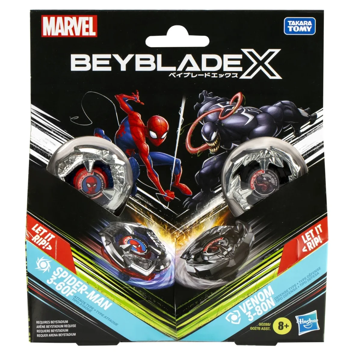BEYBLADE X MARVEL SET DUO SPIDER MAN 3-60F SI VENOM 3-80N