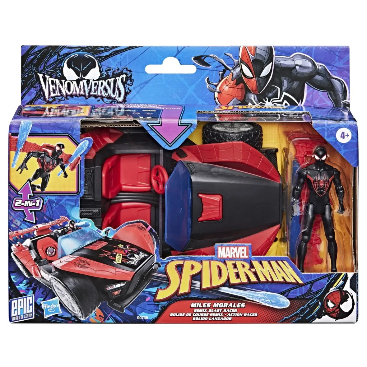 MARVEL SPIDER MAN VENOM VERSUS LANSATOR AUTO SI FIGURINA MILES MORALES