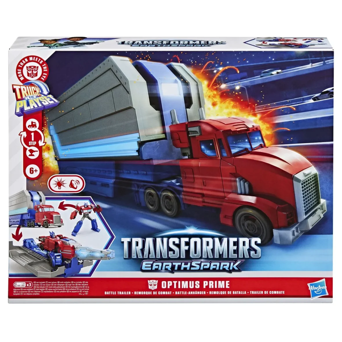 TRANSFORMERS EARTHSPARK CAMION CU REMORCA DE LUPTA OPTIMUS PRIME