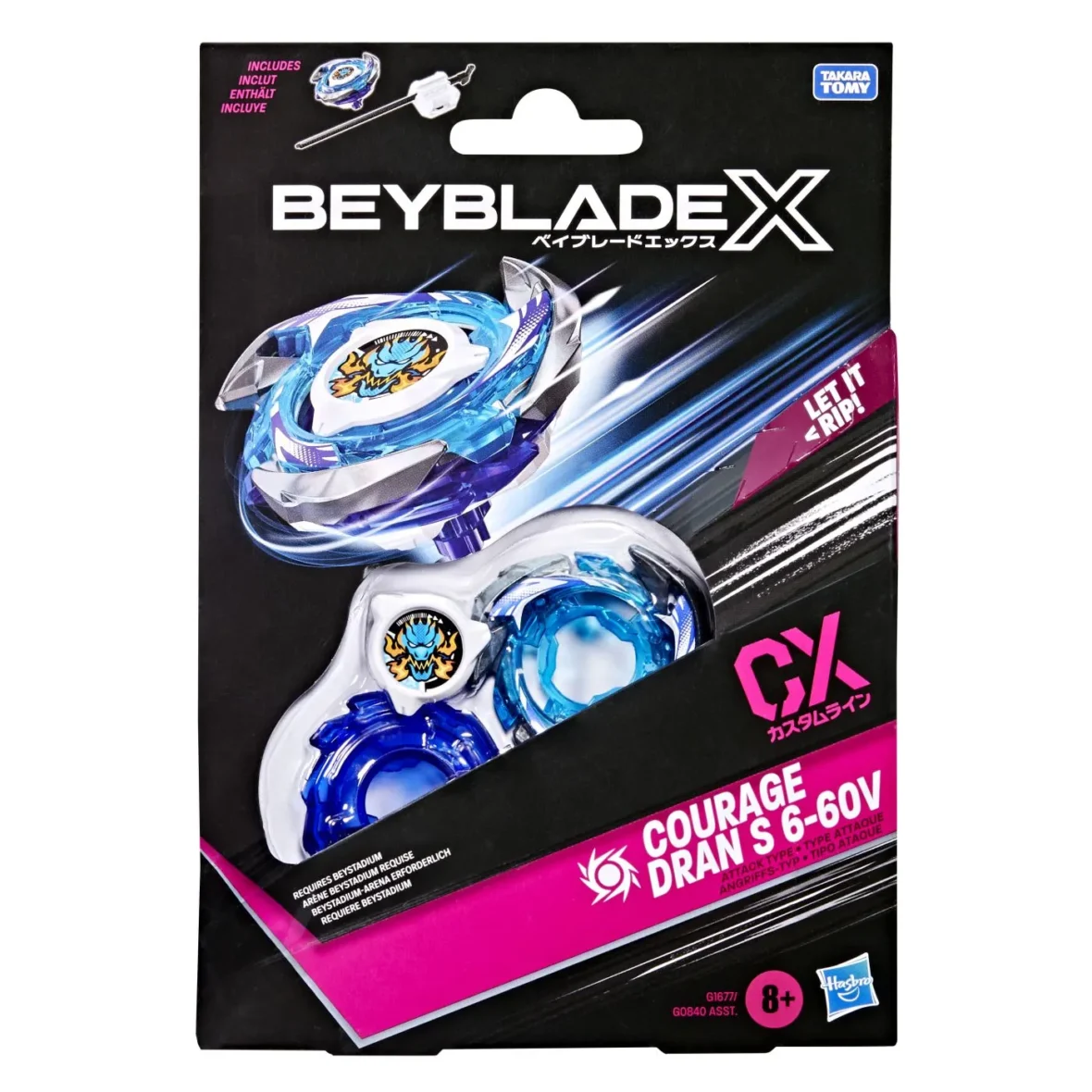BEYBLADE X LET IT RIP SET LANSATOR SI ROATA COURAGE DRAN S 6-60V