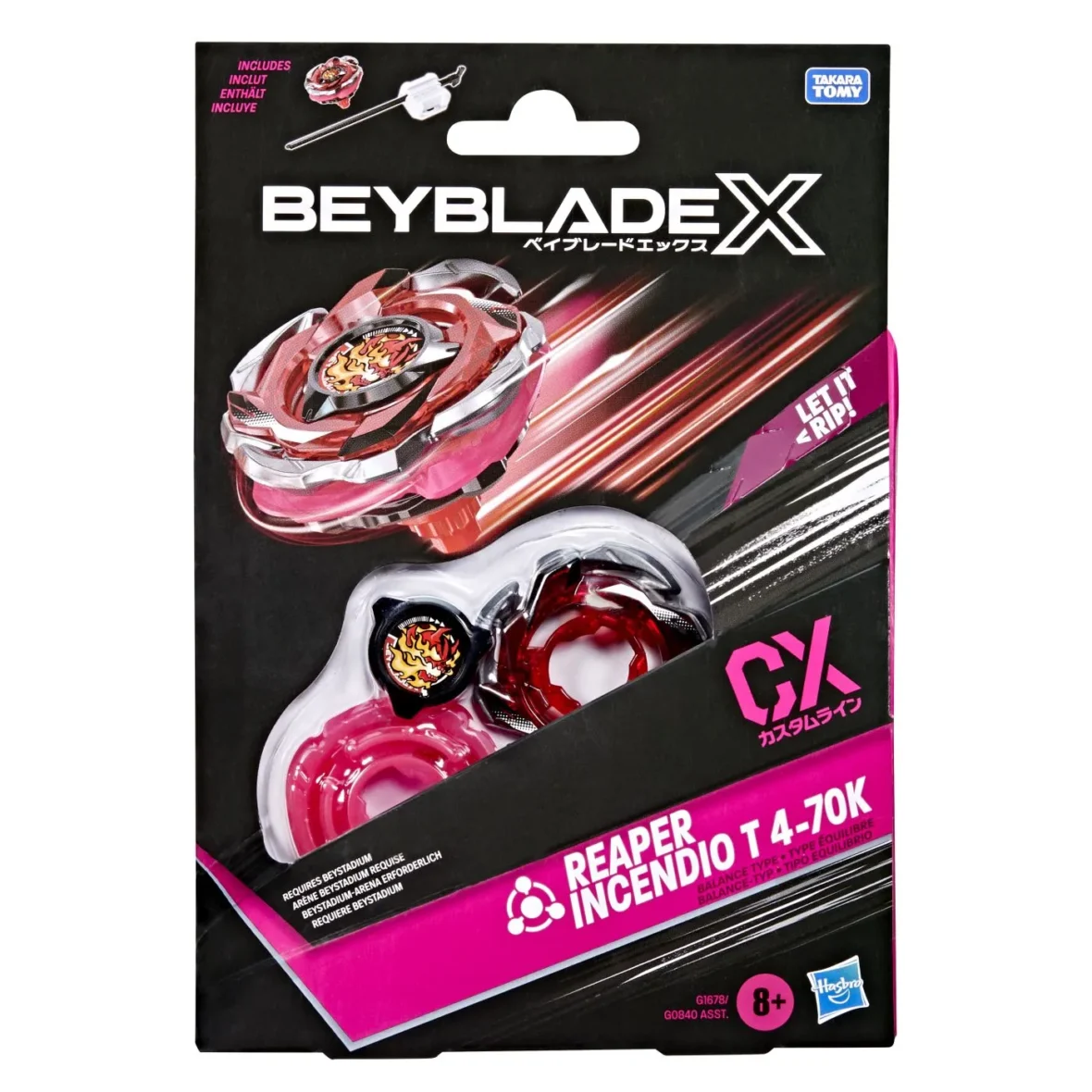 BEYBLADE X LET IT RIP SET LANSATOR SI ROATA REAPER INCENDIO T 4-70K