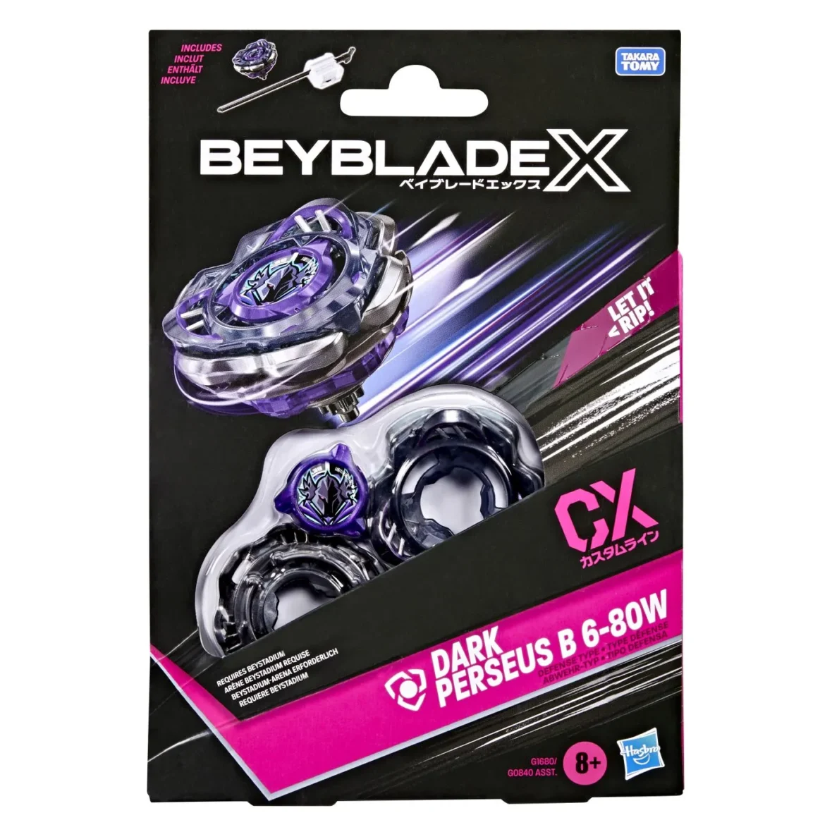 BEYBLADE X LET IT RIP SET LANSATOR SI ROATA DARK PERSEUS B 6-80W