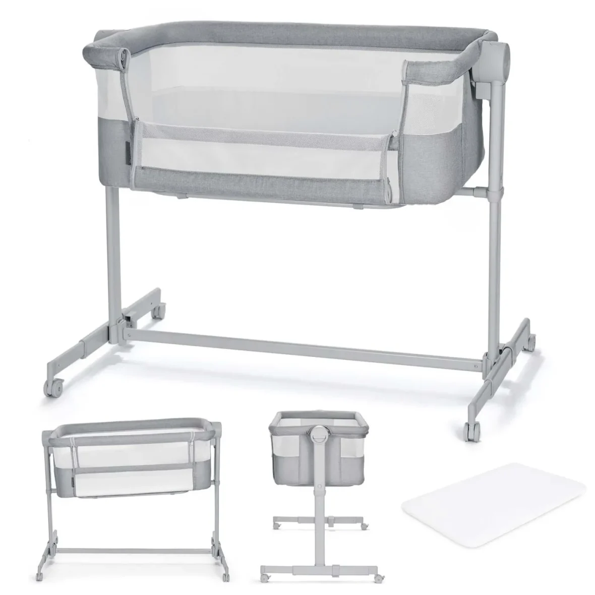 PATUT CO-SLEEPER KINDERKRAFT NESTE UP, FULL LIGHT GREY