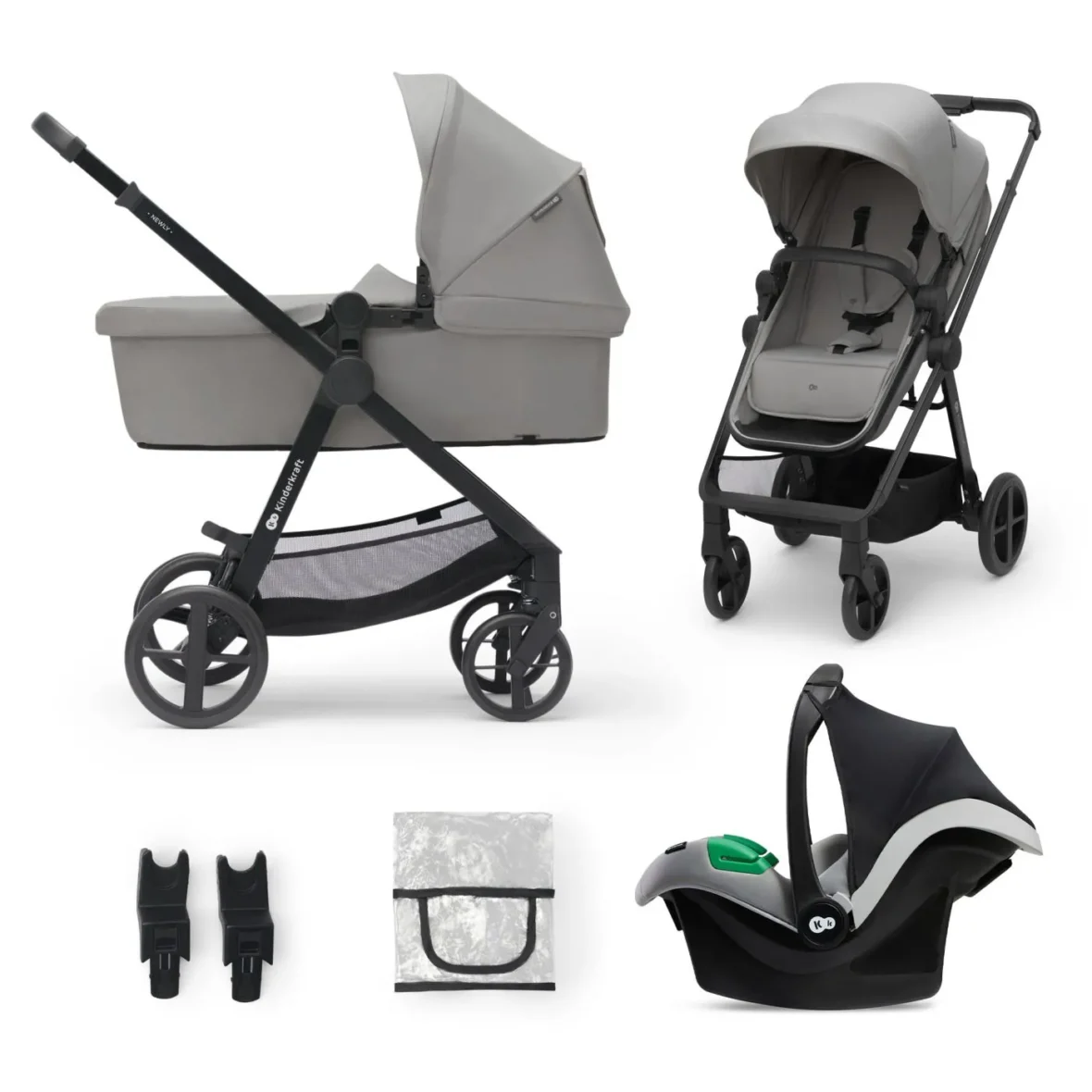 CARUCIOR KINDERKRAFT NEWLY, 3 IN 1, LIGHT GREY