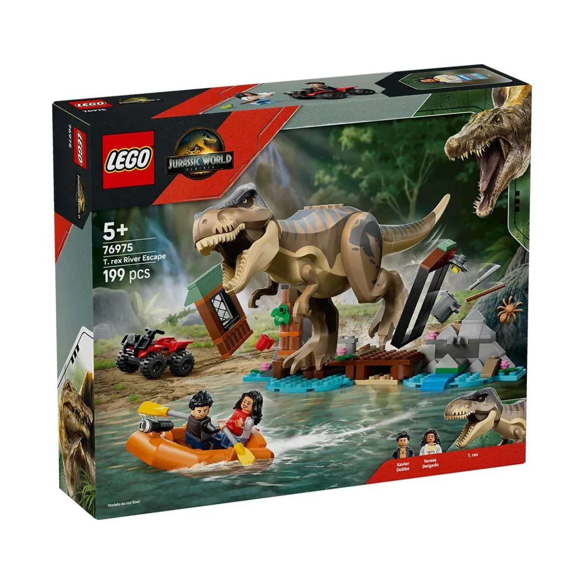 LEGO JURASSIC WORLD RENASTEREA EVADARE PE RAU DIN CALEA UNUI T REX 76975