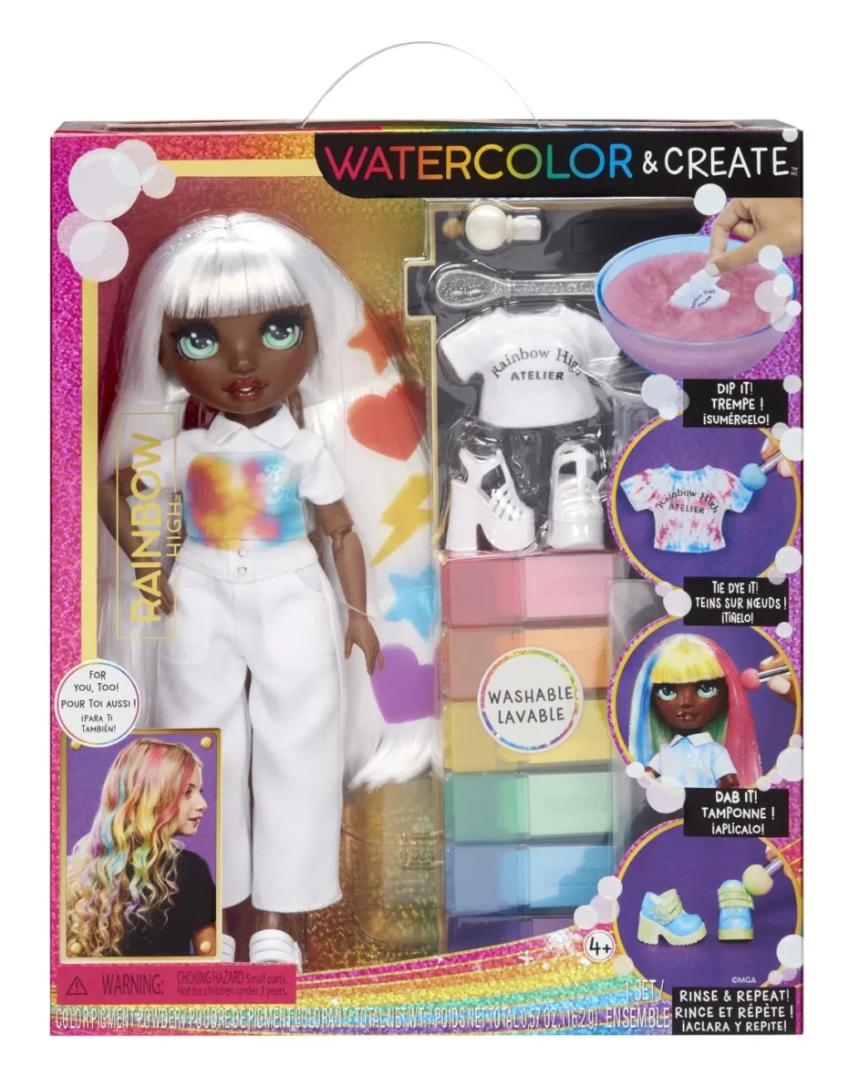 RAINBOW HIGH WATERCOLOR CREATE PAPUSA OCHI VERZI