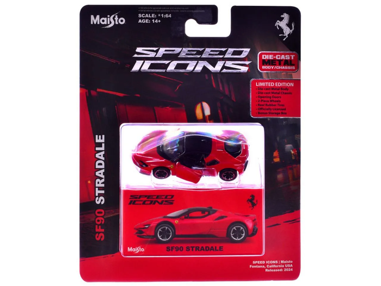 MAISTO MASINUTA METALICA SPEED ICONS SF90 STRADALE ROSU SCARA 1 LA 64