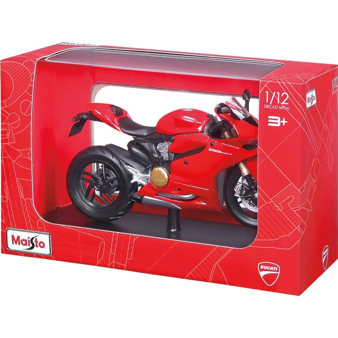 MAISTO MOTOCICLETA METALICA CU STAND DUCATI 1199 PANIGALE SCARA 1 LA 12
