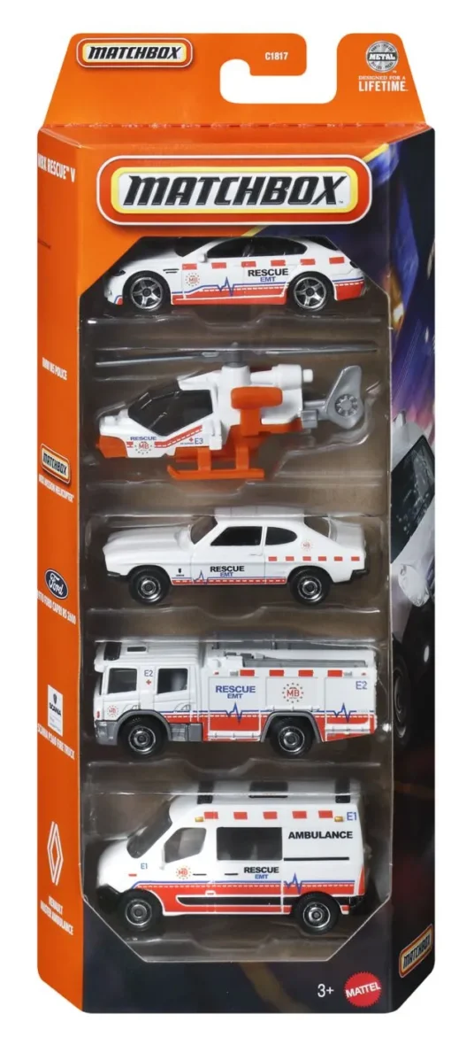 MATCHBOX SET 5 MASINUTE METALICE RESCUE EMT SCARA 1 LA 64