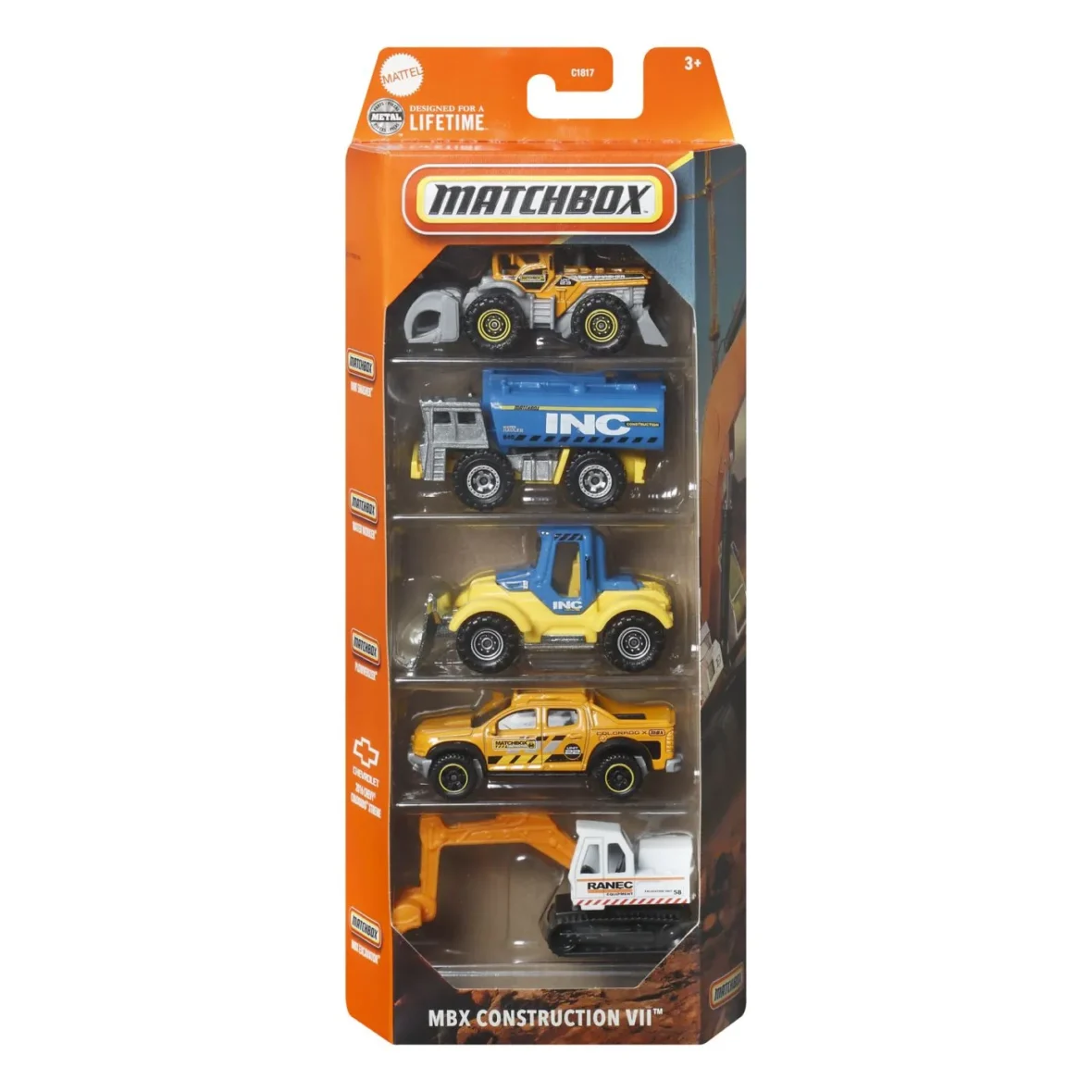 MATCHBOX SET 5 MASINUTE METALICE MBX CONSTRUCTION VII SCARA 1:64