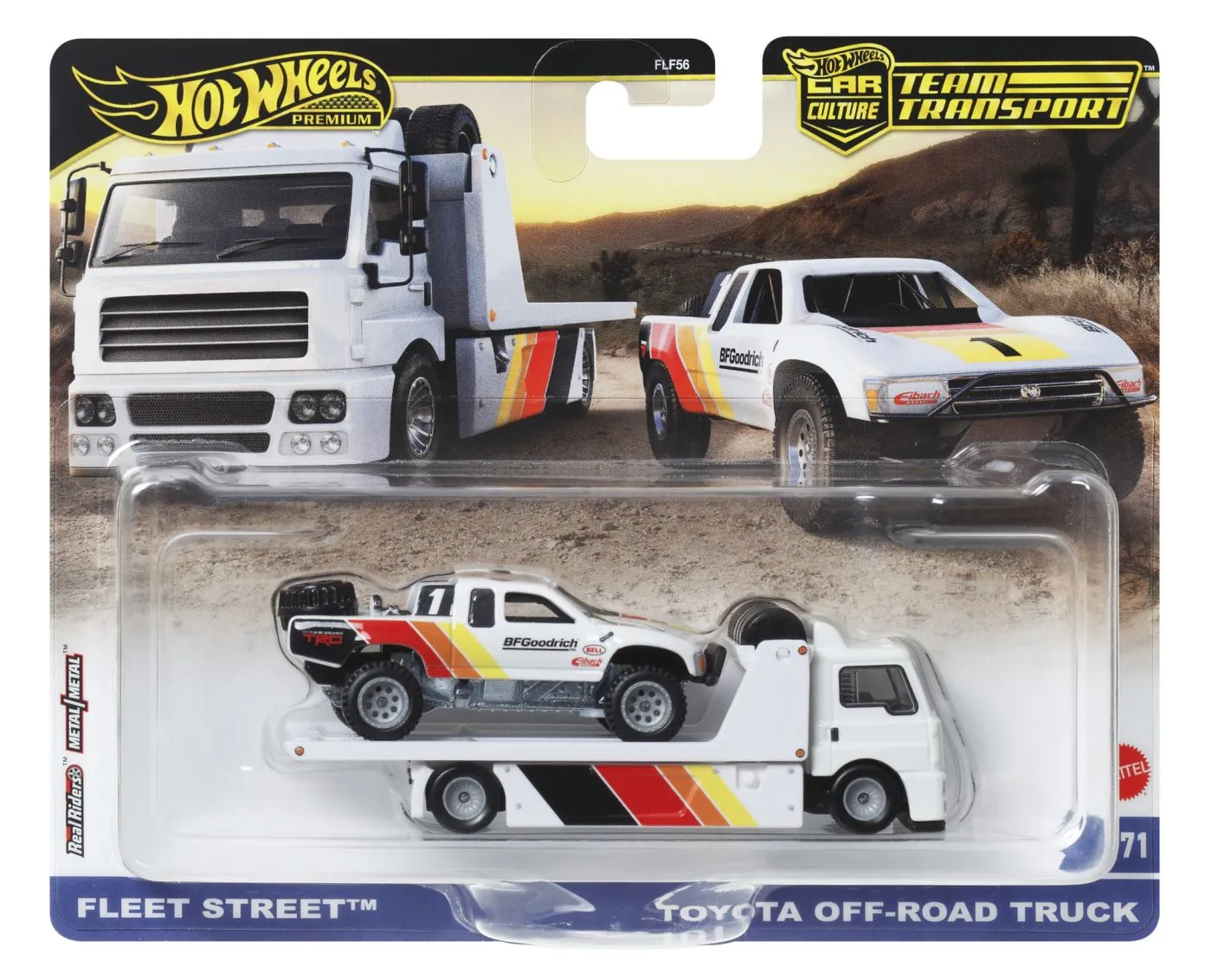 HOT WHEELS TRANSPORTATOR FLEET STREET CU MASINUTA TOYOTA OFF ROAD TRUCK SCARA 1:64
