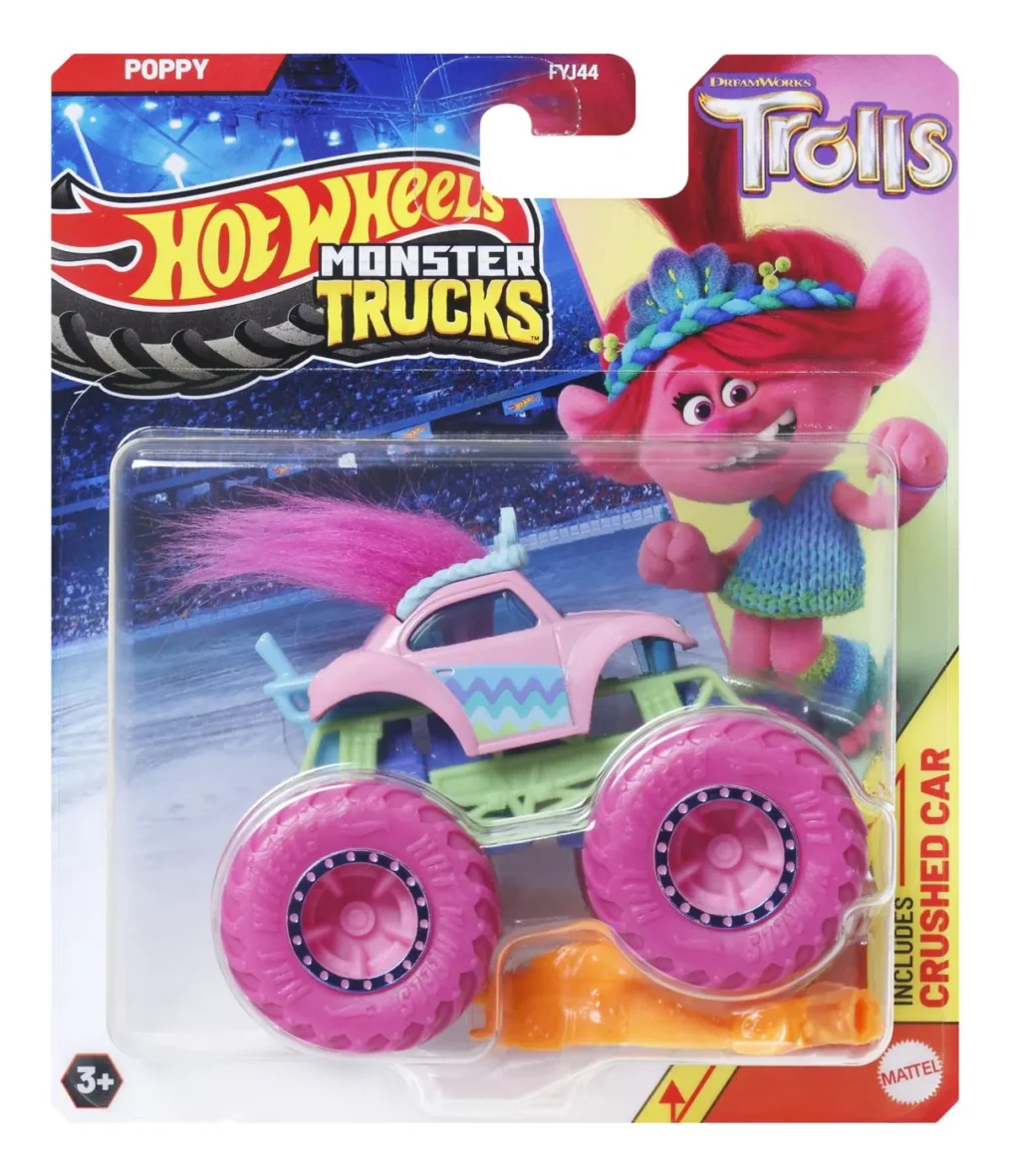 HOT WHEELS MONSTER TRUCK MASINUTA TROLLS POPPY SCARA 1:65