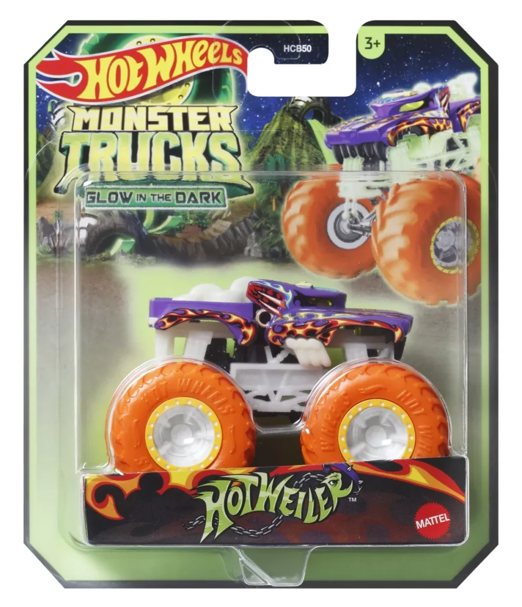 HOT WHEELS MONSTER TRUCK GLOW IN THE DARK MASINUTA HOTWEILER SCARA 1:64