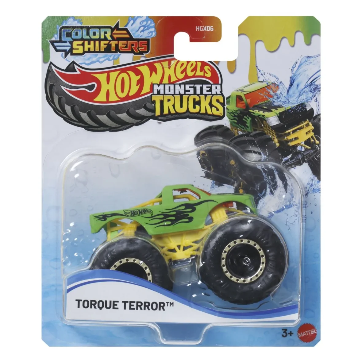 HOT WHEELS MONSTER TRUCK CAMION TORQUE TERROR CU CULORI SCHIMBATOARE SCARA 1 LA 64