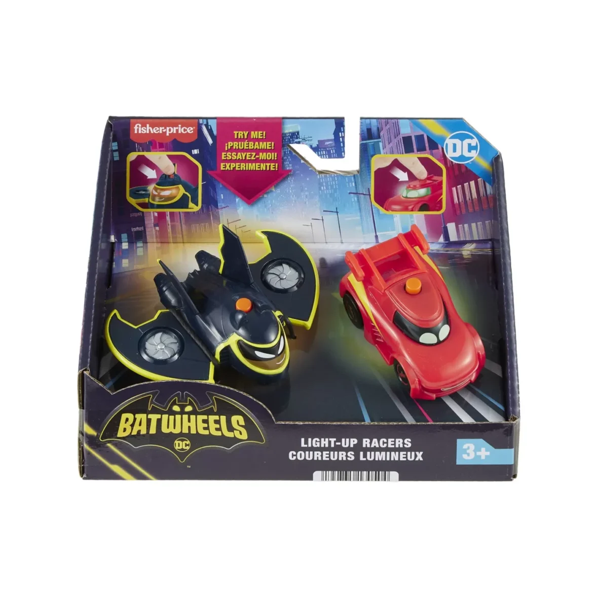 FISHER PRICE BATWHEELS SET 2 MASINUTE CU LUMINI REDBIRD SI BATWING SCARA 1:55