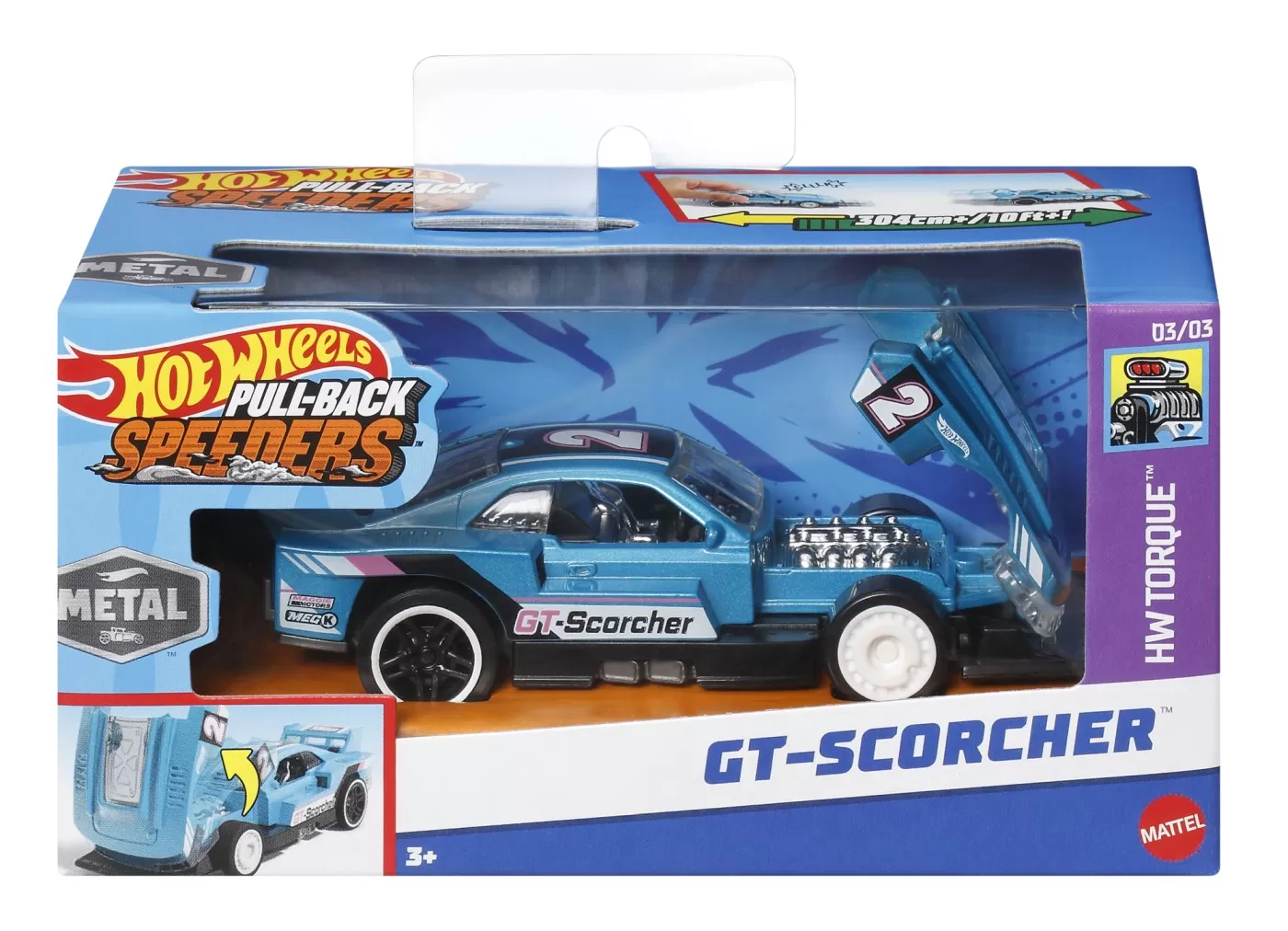 HOT WHEELS MASINUTA METALICA CU SISTEM PULL BACK GT SCORCHER SCARA 1:43