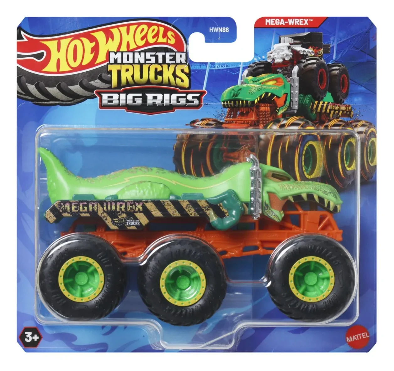 HOT WHEELS MONSTER TRUCK BIG RIGS MASINUTA METALICA CU 6 ROTI MEGA-WREX SCARA 1 LA 64