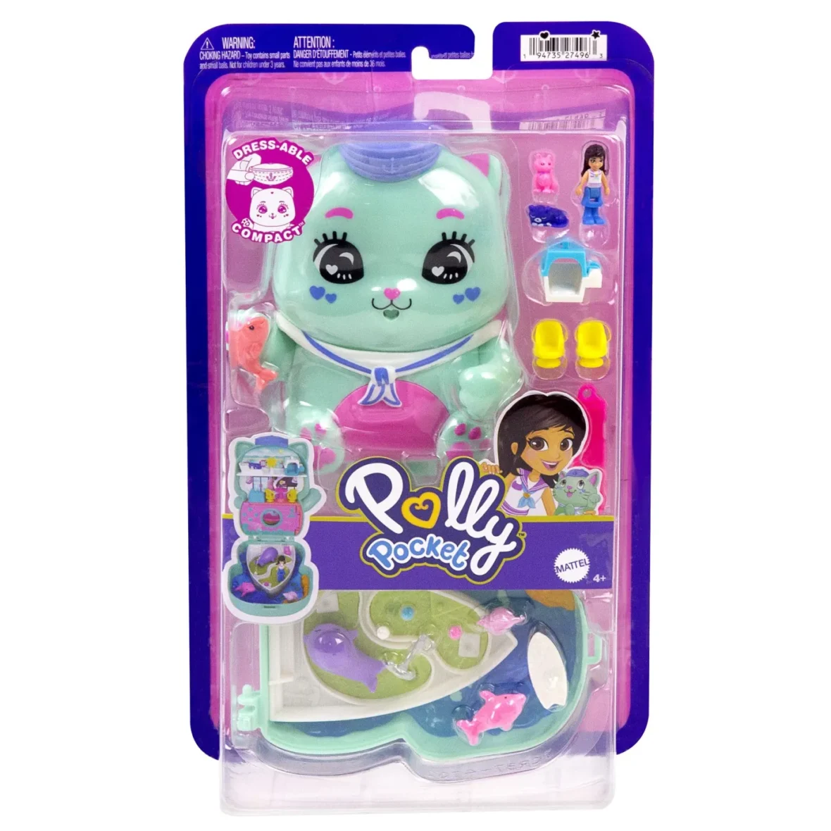 POLLY POCKET SET GENTUTA ANIMALUT PISICUTA MARINAR CU ACCESORII