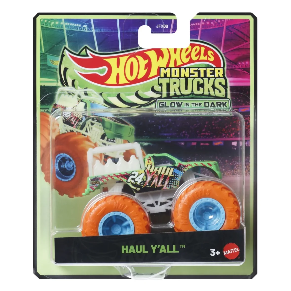 HOT WHEELS MONSTER TRUCK GLOW IN THE DARK MASINUTA HAUL YALL SCARA 1 LA 64