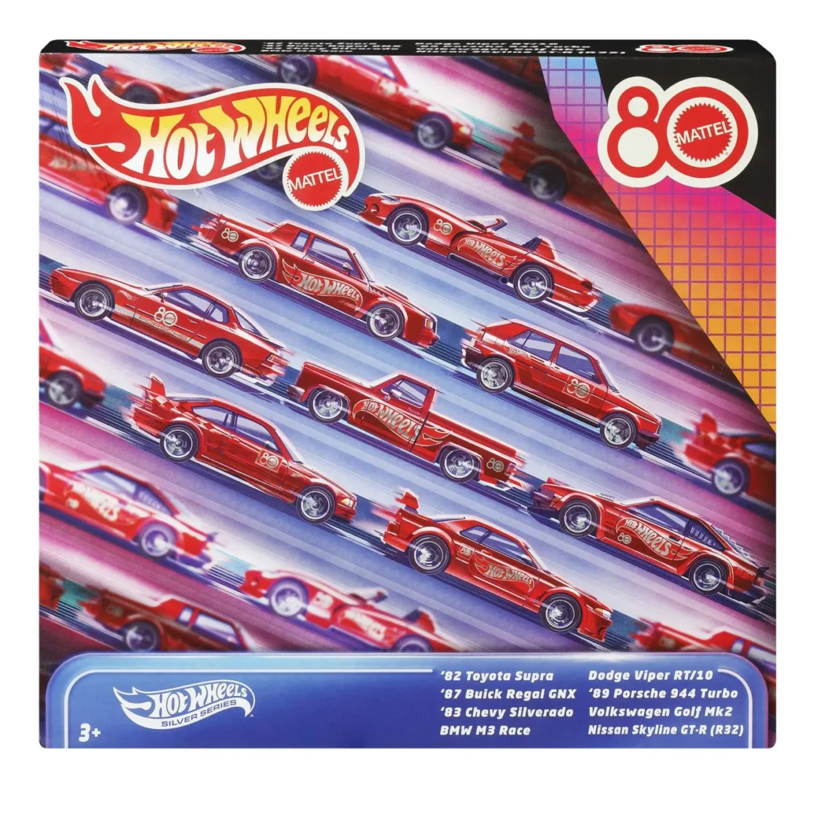 HOT WHEELS SILVER SERIES ANIVERSAREA A 80 DE ANI SET 8 MASINUTE METALICE SCARA 1 LA 64