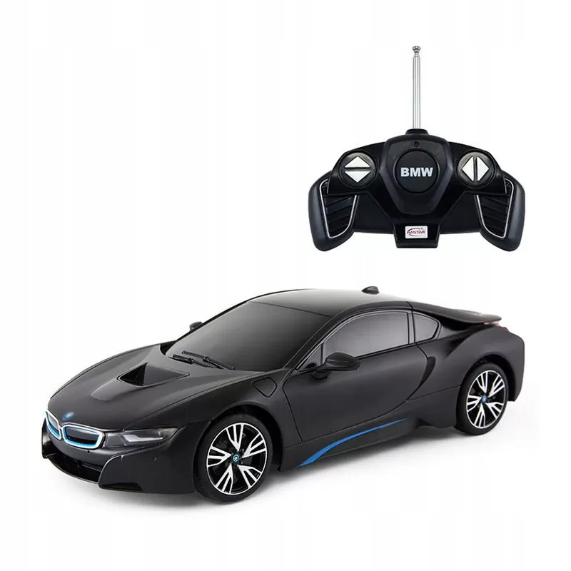 MASINA CU TELECOMANDA BMW i8 NEGRU CU SCARA 1 LA 18