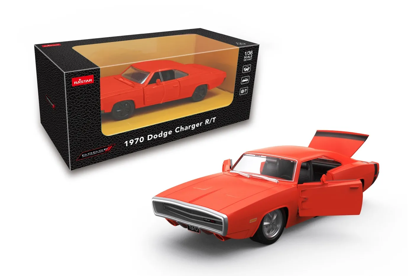 MASINUTA METALICA DODGE CHARGER R/T 1970 PORTOCALIU SCARA 1 LA 36
