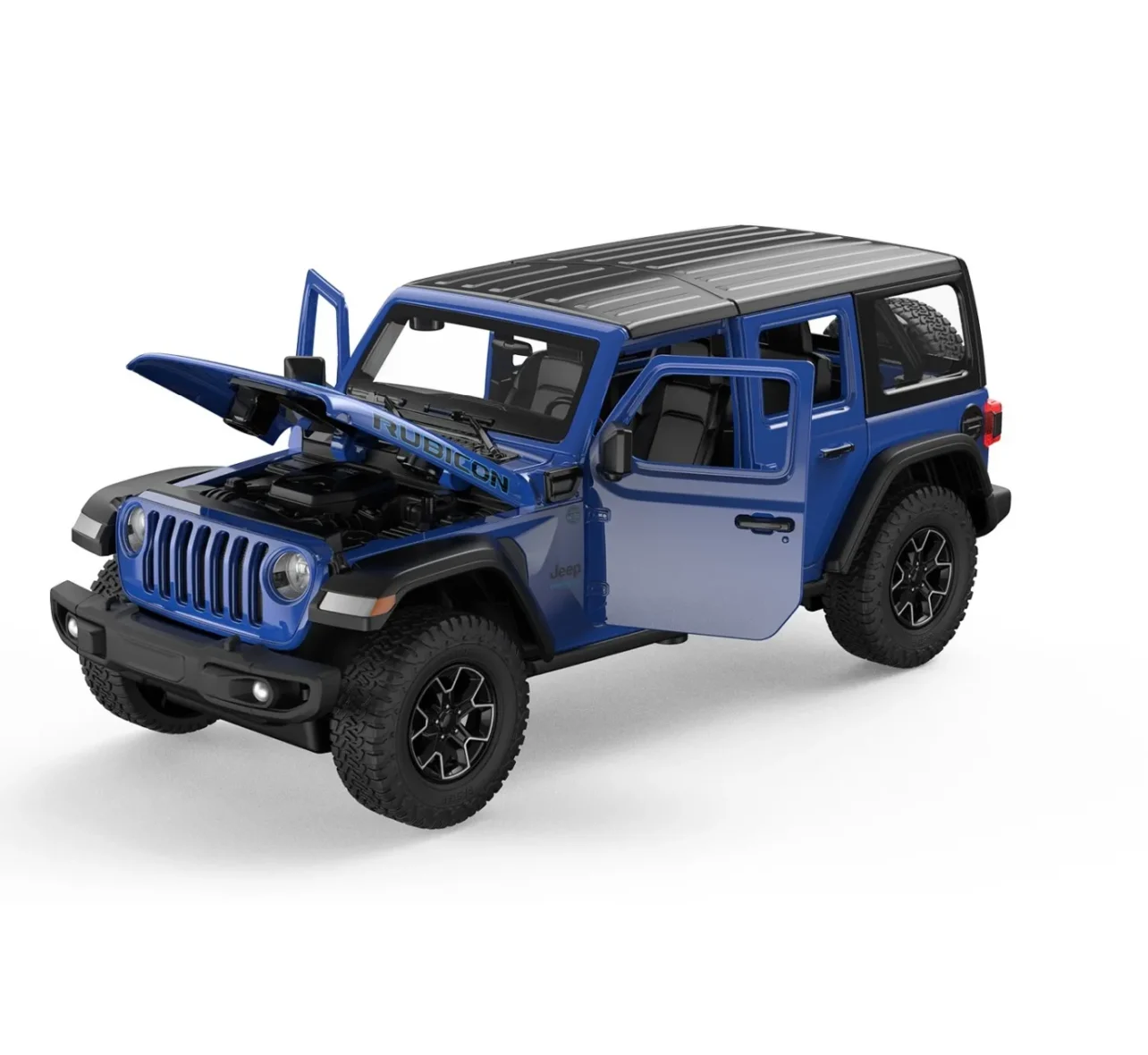 MASINUTA METALICA JEEP WRANGLER RUBICON 4XE ALBASTRU SCARA 1 LA 24
