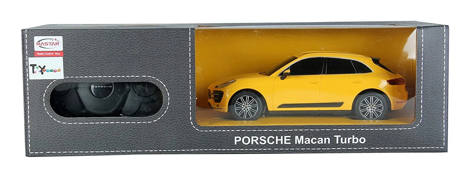 MASINA CU TELECOMANDA PORSCHE MACAN TURBO GALBEN CU SCARA 1 LA 24