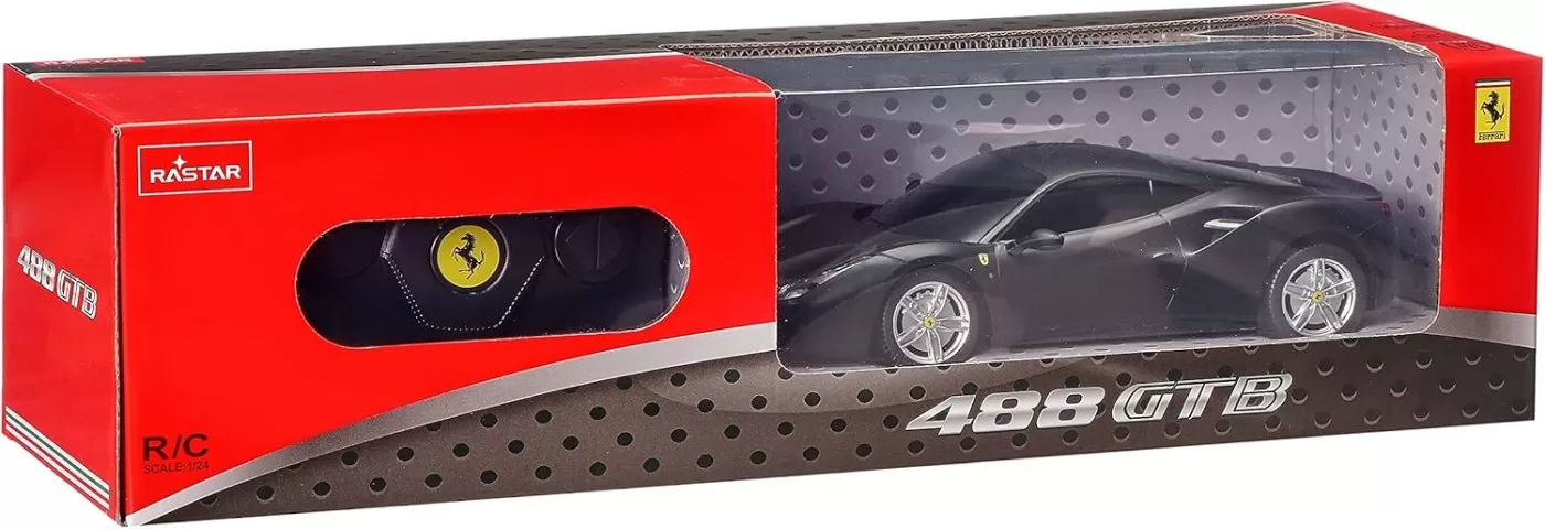 MASINA CU TELECOMANDA FERRARI 488 GTB NEGRU SCARA 1 LA 24